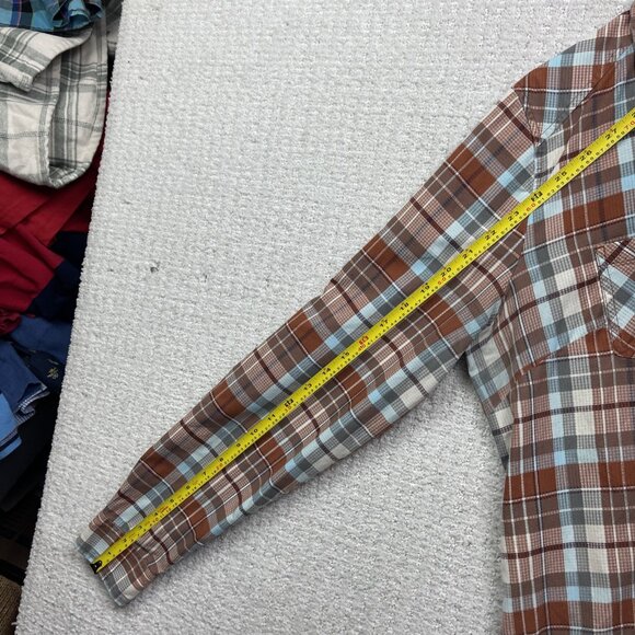 Marmot Womens XL Rust Orange Plaid Button Up Shirt Long Sleeve Fitted Outdoors - Picture 7 of 11